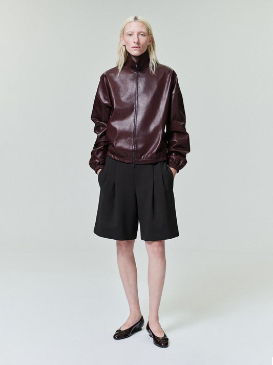 Womens Leather Track Jacket