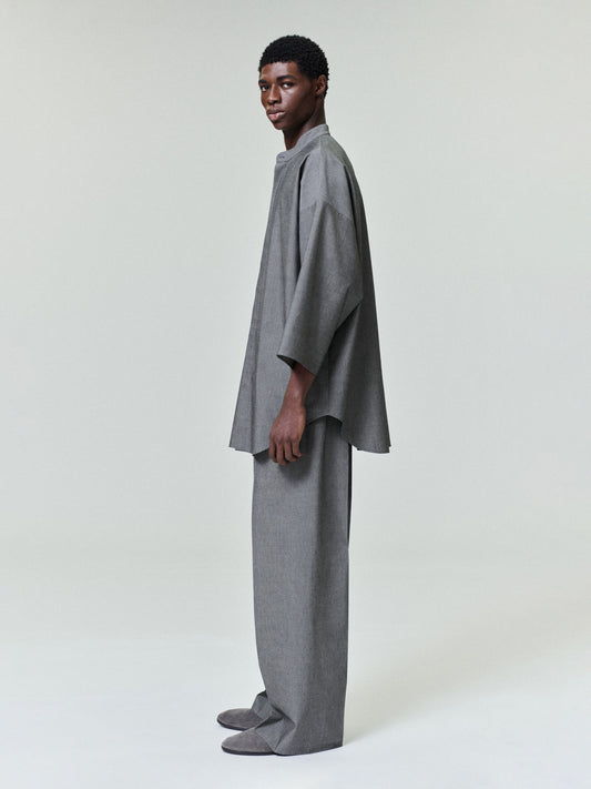 Cotton Wool Oxford Wide Leg Drawstring Pants