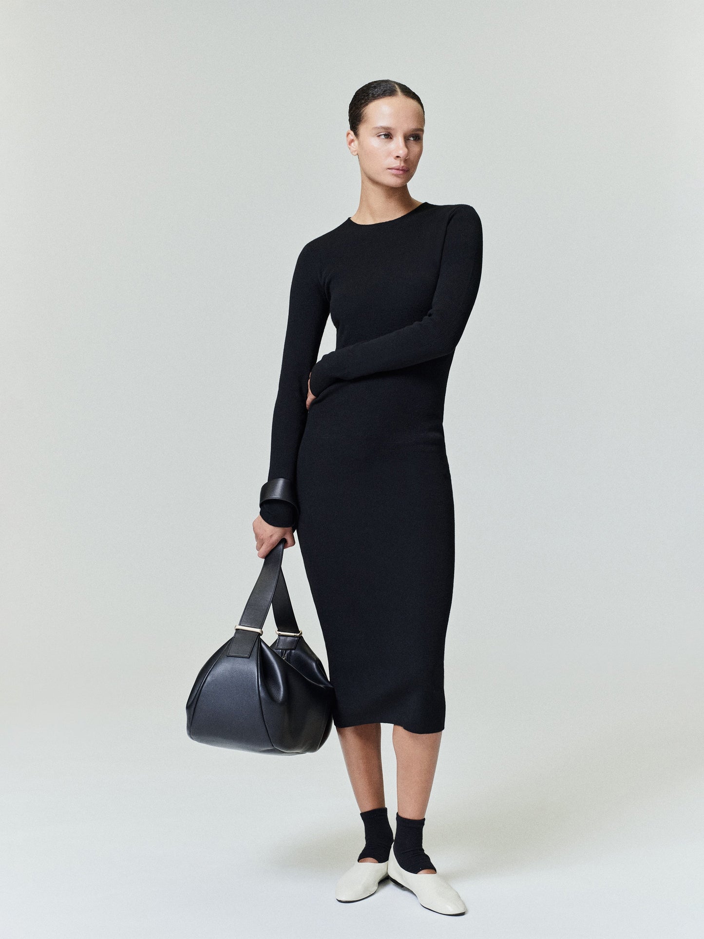 Womens Rib Long Sleeve Dress