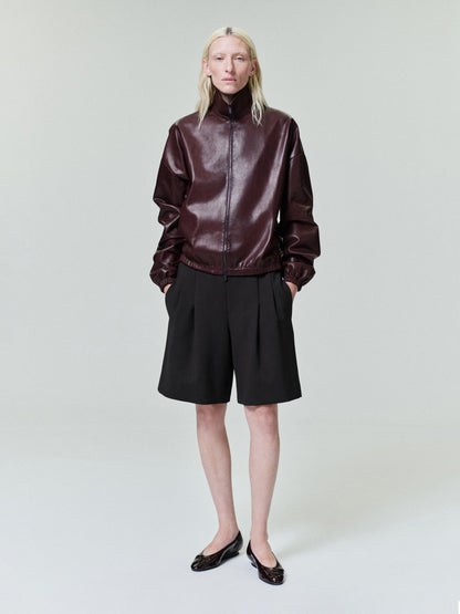 Womens Leather Track Jacket