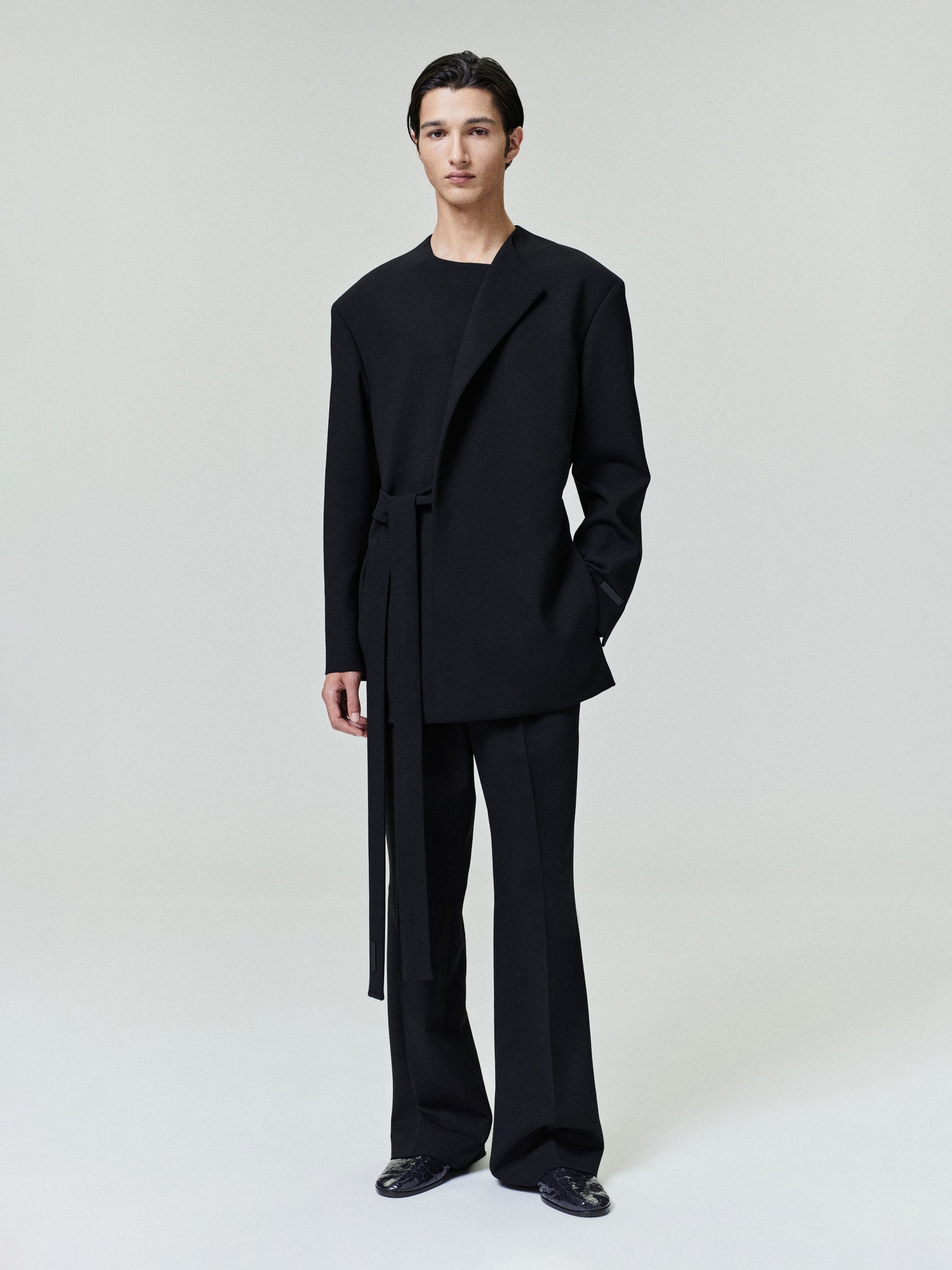 Double Weave Wool Crewneck Jacket