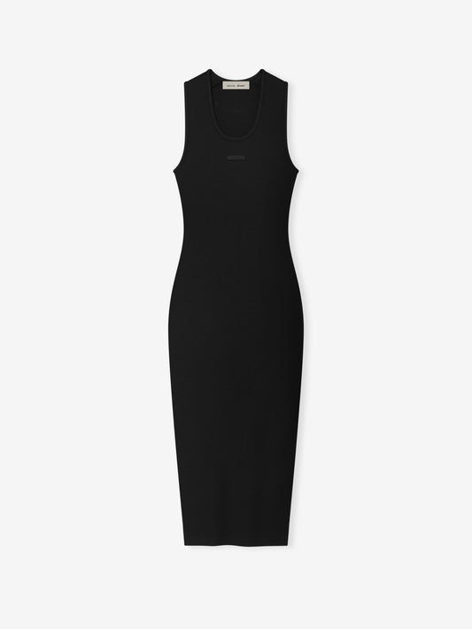 Womens Rib Knit Fitted Long Tank Dress
