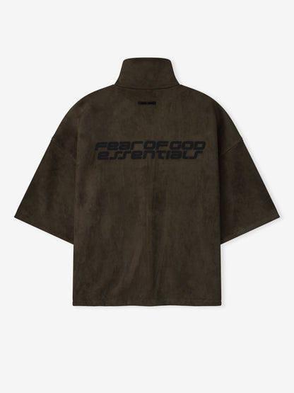 Suede Fleece High Neck 3/4 Sleeve Jacket