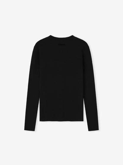 Womens Signature Rib Knit Fitted Long Sleeve Zip Up Tee