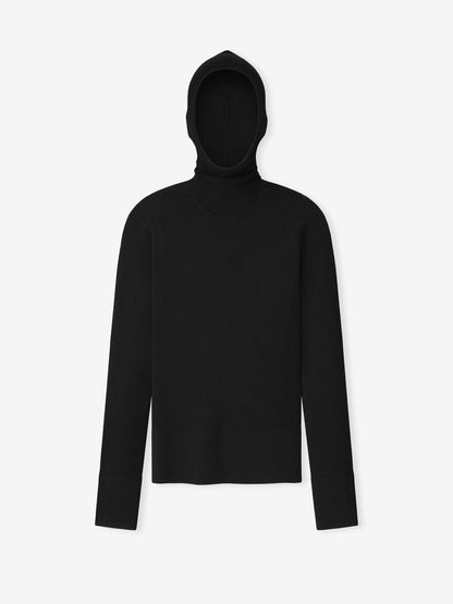 Womens Long Sleeve Hooded Rib Top