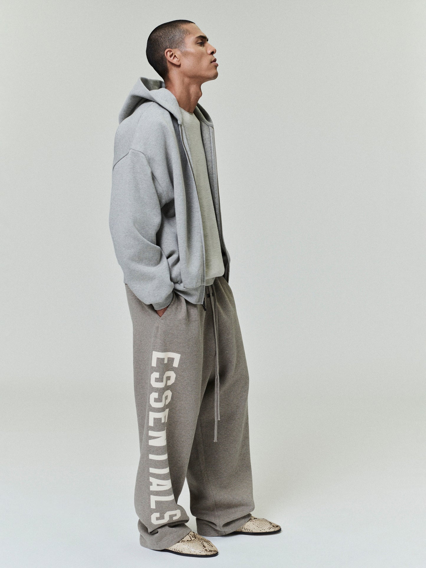 Embossed 90s Fit Fleece Zip-Up Hoodie