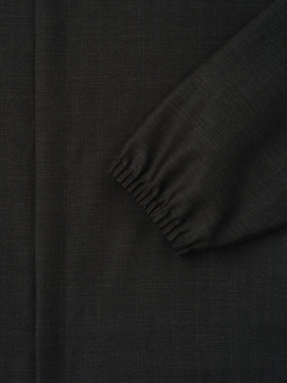 Grey Striped Wool Elastic Cuff Shirt