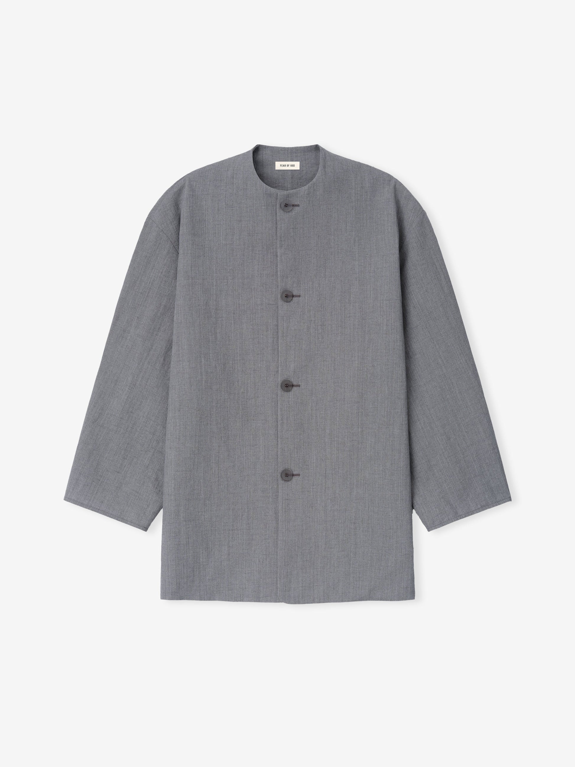 Wool Linen Collarless Sport Jacket