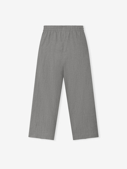 Wool Linen Wide Leg Drawstring Pants