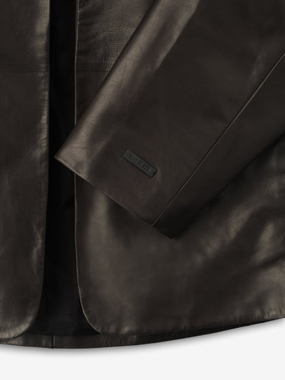 Womens Leather Collarless Jacket