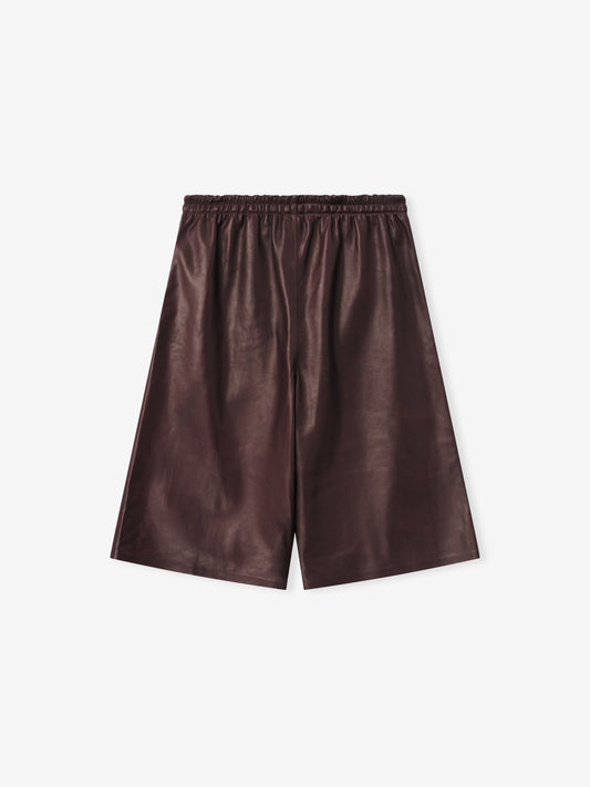 Womens Leather Drawstring Shorts
