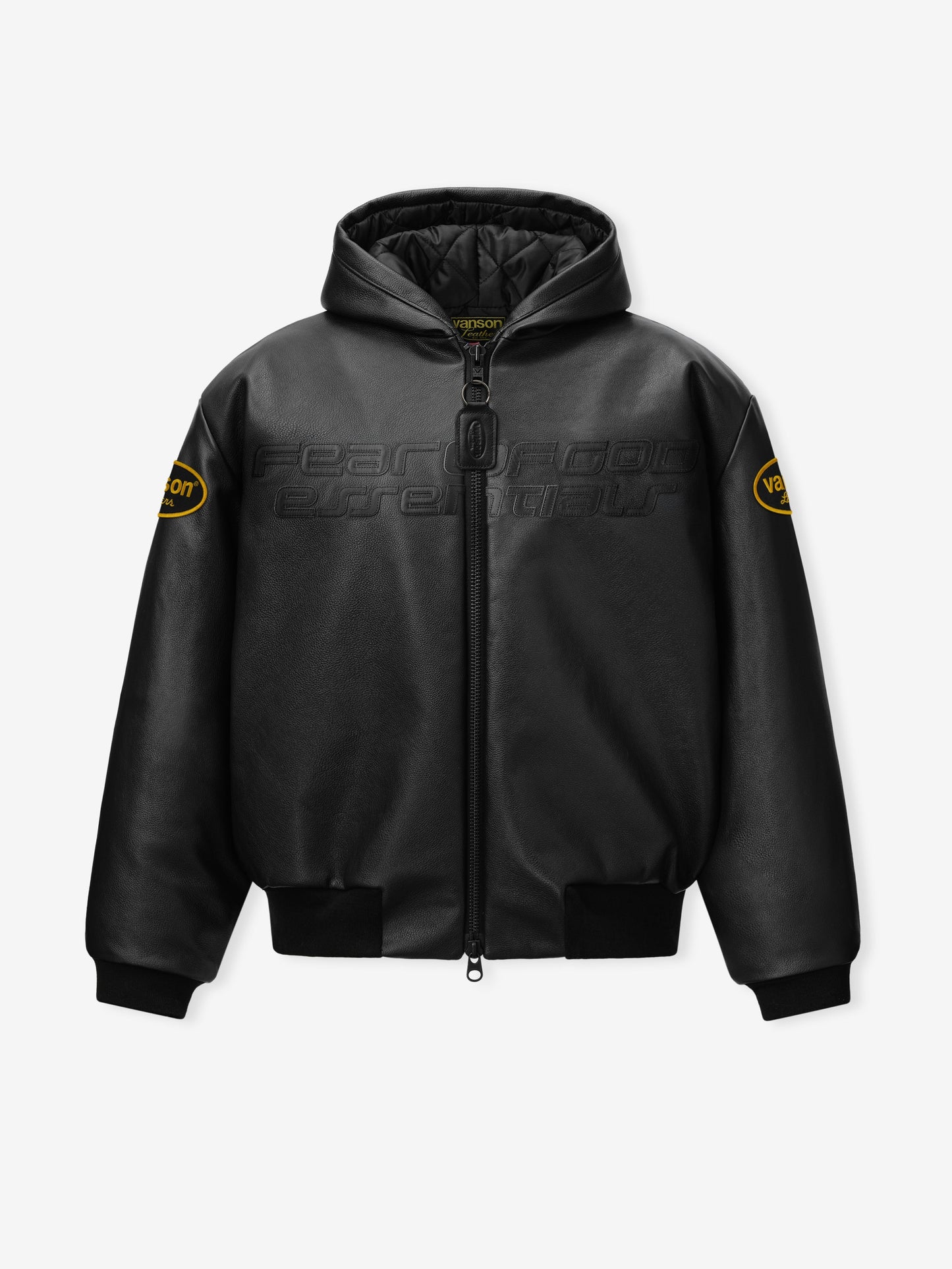Vanson Essentials Leather Hooded Bomber